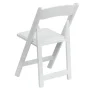 Hercules Series White Wood Folding Chair with Vinyl Padded Seat - Image 4
