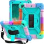 LTROP iPad 6th Generation Case,iPad 5th Generation Case,iPad 9.7 Case,iPad Air 2 Case for Kids,Shockproof Case with Pencil Holder/360 Rotating Stand/Hand Strap for iPad 2018/2017 9.7 inch, Aqua Teal - Image 3