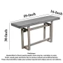 59.4 in. Rustic Light Brown Rectangle Mango Wood Artisan Crafted Console Table with Geometric Interlocked Base - Image 2