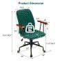 Green Velvet Home Office Chair with Wooden Armrest - Image 3