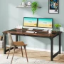 63 in. Rectangular Brown Wood Computer Desk Study Writing Table for Home Office - Image 2