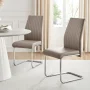 Edzard Chrome & White High Gloss Dining Table Set with 4 Luxury Faux Leather Dining Chairs - Image 2