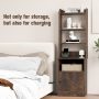 6-Tier Bookshelf Nightstand with Charging Station and Cabinet - Image 4