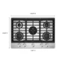 KitchenAid - 30 in. Gas Cooktop with 5 Burners and Integrated Wok Grate - Stainless Steel - Image 4