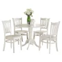 East West Furniture 5 Piece Kitchen Table & Chairs Set Includes a Round Dining Room Table with Dropleaf and 4 Dining Chairs, 42x42 Inch, Linen White - Image 5