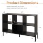Black 6-Cube Storage Bookcase 3-Tier Wooden Open Bookshelf with 5 Metal Legs - Image 4