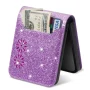 K-Lion for Samsung Galaxy Z Flip 5 Glitter Wallet Case,Bling Glossy Back Card Holder Slim Case Stand Function Shockproof 360 Degree Full Protection Case Cover for Galaxy Z Flip 5, Purple - Image 3