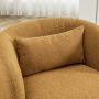 34" Wide Brown Bouclé Swivel Barrel Accent Chair with Pillow, Modern Upholstered Armchair - Image 2