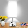 Touch Control Table Lamp Daylight White, 3 Way Dimmable Bedside Lamp with 2 Fast Charging USB Ports and Power Outlet, USB Lamp, Nightstand Lamp for Bedroom, 60W Equivalent LED Bulb Included - Image 2