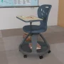 EMMA + OLIVER Mobile Desk Chair 360° Rotation and Storage Cubby, Dark Gray - Image 1