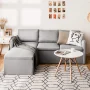Costway Convertible Sectional Sofa L-Shaped Couch w/Reversible Chaise Light Grey - Image 4