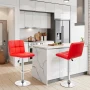 FDW Counter Height Bar Stools Set Of 2 Bar Chairs Height Adjustable Swivel Stool With Back PU Leather Kitchen Counter Stools Dining Chairs,Red - Image 1