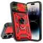 Elegant Choise for iPhone 14 Pro Case with Ring Stand Slide Camera Lens Protective Phone Cover, Red - Image 4