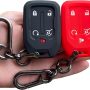 TANDRIVE Key Fob Cover for 2024-2017 GMC Acadia Terrain Denali, Sierra Chevy Silverado, Silicone, Black and Red - Image 1