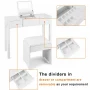 Costway White Vanity Dressing Table Furniture Stool Storage Box - Image 4
