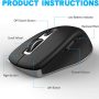 Wireless Mouse 2.4G Noise-Free Cordless Mouse 5 Adjustable DPI (up to 2400) 6 Buttons Portable Computer Silent Mouse with USB Nano Receiver, Suitable for Laptops Computers Macs Laptops (Black) - Image 4