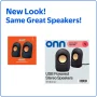 onn Stereo Speaker with Volume Controls, 3.6 ft 3.5mm Aux with USB Power Cable - Image 3