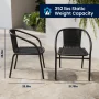 Flash Furniture 28'' Square Glass Metal Table with Black Rattan Edging and 4 Black Rattan Stack Chairs - Image 6