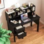Costway 48" Computer Desk with Power Outlets Type-C 5-Cubby Hutch & 2 Storage Drawers Black - Image 2