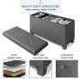 Hearth & Harbor Ottoman Storage Bench, Faux Leather 30" Ottoman with Storage, Gray - Image 5