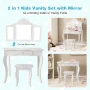 Costway Vanity Table Set Makeup Dressing Table Stool Mirror White - Image 4