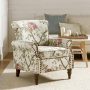 Auria Traditional Floral Polyester Accent Arm Chair with Nailhead Trim and Rolled Arms and Solid Wood Legs - Image 1