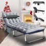 Polyester Portable Folding Sleeping Cot, Convertible Sleeper Chair Bed with Adjustable Backrest, for Outdoor, Home Blue - Image 1