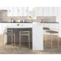 Fuji Gold and Black Stackable Bar Stool (Set of 2) - Gray/Gold Stool, Counter Height (24-27 in.) - Image 1