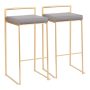 Fuji Gold and Black Stackable Bar Stool (Set of 2) - Gray/Gold Stool, Bar Height (28-33 in.) - Image 1