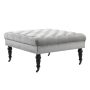 Isabelle Gray Velvet Tufted Square Accent 34.6 in. Ottoman - Image 1