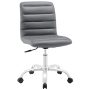 23.5 in. Width Standard White Faux Leather Task Chair with Swivel Seat - Gray - Image 1