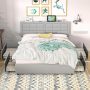 Upholstered Bed with 4-Drawers, Full Bed Frame, Light Gray Platform Bed with Headboard, Built-in USB and Type C Ports - Image 1