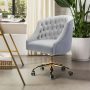 Lydia 24.5 in. Mid-Century Modern Pink Velvet Tufted Hand-Curated Task Chair - Grey - Image 1