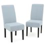 Pertica Brown T-Stitch Dining Chairs (Set of 2) - Light Sky Fabric Seats - Image 1