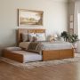 Madison Light Toffee Solid Wood Frame Queen Platform Bed with Footboard and Twin XL Trundle - Image 1