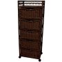 5-Drawer White Wheeled Natural Fiber Storage Chest - Image 1