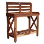 Farmhouse 47 in. W x 54 in. H Indoor Outdoor Potting Table Bench Serving Bar in Acacia Wood with Storage Shelf - Image 1