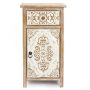30.125 in. H Natural Wood Floral Carved 1-Door Accent Table - Image 1