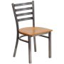 Hercules Natural Seat/Clear Coated Metal Frame Wood with Clear Coat Ladder Back Restaurant Chair - Image 1