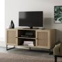 Mina 47 in. Oak and Black Composite TV Stand Fits TVs Up to 55 in. with Storage Doors - Image 1