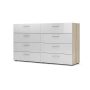 Austin 8-Drawer Oak Structure/White High Gloss Double Dresser - Image 1