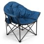 Folding Moon Camping Chair Heavy-Duty Saucer Chair With Carrying Bag Peacock Blue Pedded Chair - Image 1