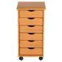 6-Drawer Solid Wood Mobile Storage Cart in Pine - Image 1