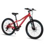 24 in. Red 6-Speed Mountain Bike High Carbon Steel Frame with Dual Disc Brake for Kids - Image 1