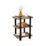 Modesto 20in. Rectangle End Table, Natural Solid Wood and Metal, Rustic 2-Shelf Design w/Felt Pads for Floor Protection - Image 1