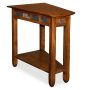 17 in. W x 23.5 in. D Rustic Wood with Rustic Slate Highlights Wedge Shaped Wood Side Table with Shelf - Image 1