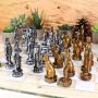 Ebros Kingdoms at War Egyptian VS Roman Army Resin Chess Pieces Glass Board Set - Image 1