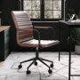 Saddle Brown/Oil Rubbed Bronze Taytum Mid-Back Swivel Faux Leather Soft Desk Chair,Adjustable Height Padded Office Chair - Image 1