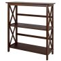 Montego Black Open Bookcase - 34 in. Walnut New Wood 2-shelf Etagere Bookcase with Open Storage - Image 1
