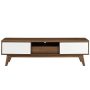 Envision 59 in. Walnut and White Wood TV Stand with 2 Drawer Fits TVs Up to 65 in. with Storage Doors - Image 1